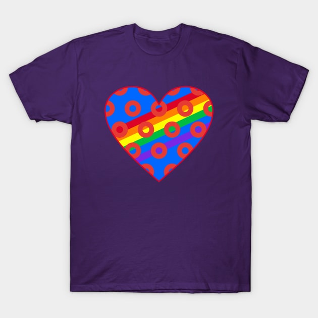 Phish Donuts Heart with Rainbow Pride T-Shirt by NeddyBetty